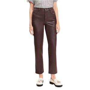 New! Loft Brown Vegan Leather Pants Sz 4